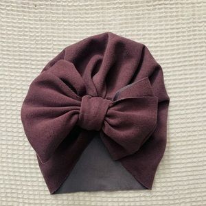 Purple headband bow beanie
